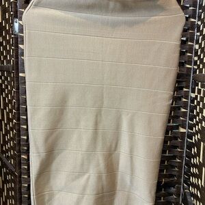 Hera Collection Beige Ribbed Bandage Pencil Skirt